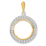 18 mm 14k Multi-Tone Gold coin bezel pendant for US 10¢ Dime - Barber