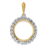 18 mm 14k Multi-Tone Gold coin bezel pendant for US 10¢ Dime - Barber — additional image