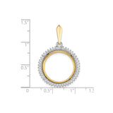 18 mm 14k Multi-Tone Gold coin bezel pendant for US 10¢ Dime - Barber — size reference (ruler)