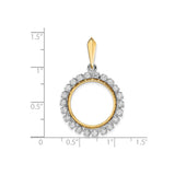 18 mm 14k Multi-Tone Gold coin bezel pendant for US 10¢ Dime - Barber — size reference (ruler)