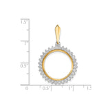 18 mm 14k Multi-Tone Gold coin bezel pendant for US 10¢ Dime - Barber — size reference (ruler)