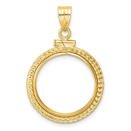 18 mm 14k Yellow Gold coin bezel pendant for US 10¢ Dime - Barber — additional image