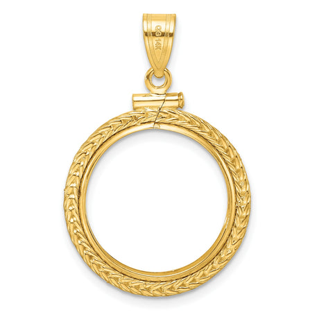 18 mm 14k Yellow Gold coin bezel pendant for US 10¢ Dime - Barber — additional image