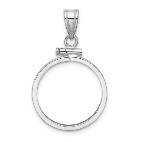 18 mm 14k White Gold coin bezel pendant for US 10¢ Dime - Barber