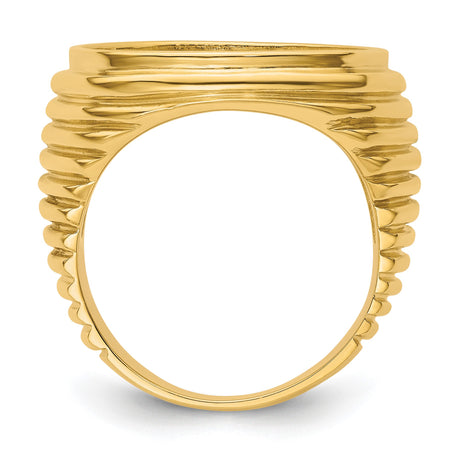 18 mm 14k Yellow Gold coin bezel ring for US 10¢ Dime - Barber — alternate view