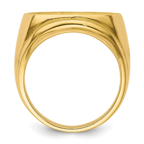 18 mm 14k Yellow Gold coin bezel ring for US 10¢ Dime - Barber — alternate view