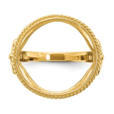 18 mm 14k Yellow Gold coin bezel ring for US 10¢ Dime - Barber — additional image