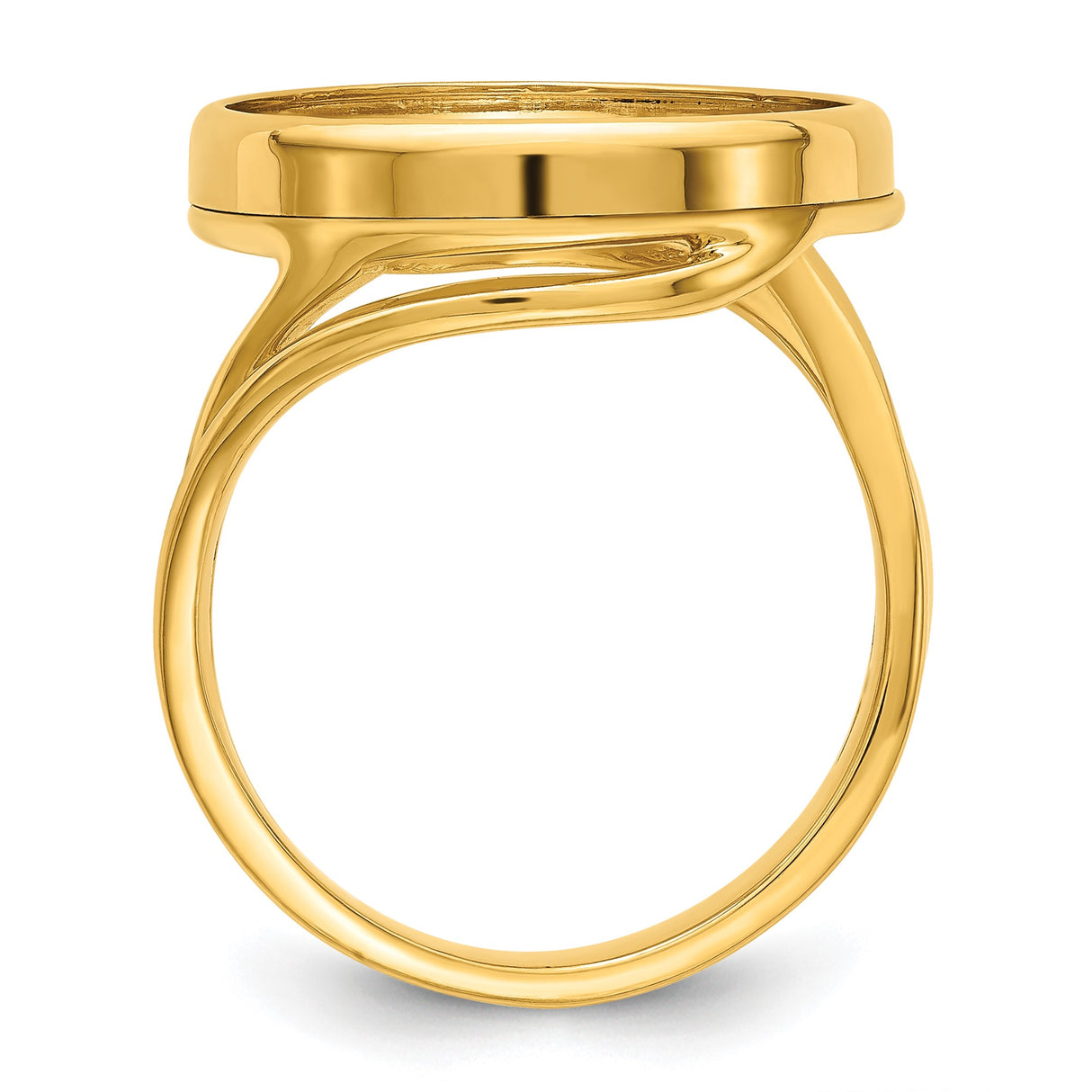 18 mm 14k Yellow Gold coin bezel ring for US 10¢ Dime - Barber — alternate view