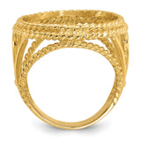 18 mm 14k Yellow Gold coin bezel ring for US 10¢ Dime - Barber — alternate view