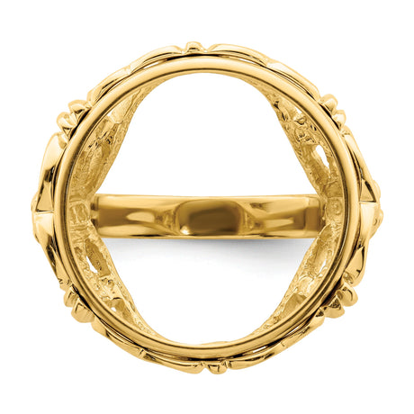 18 mm 14k Yellow Gold coin bezel ring for US 10¢ Dime - Barber — additional image