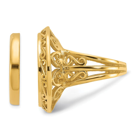 18 mm 14k Yellow Gold coin bezel ring for US 10¢ Dime - Barber — additional image