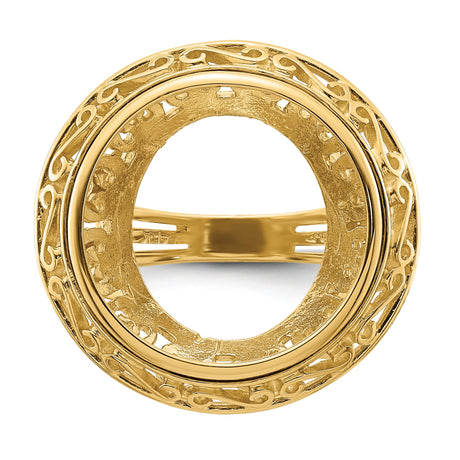 18 mm 14k Yellow Gold coin bezel ring for US 10¢ Dime - Barber — additional image