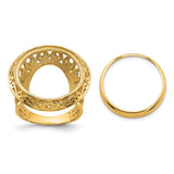 18 mm 14k Yellow Gold coin bezel ring for US 10¢ Dime - Barber