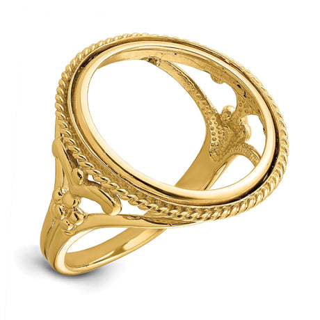 18 mm 14k Yellow Gold coin bezel ring for US 10¢ Dime - Barber