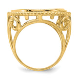 18 mm 14k Yellow Gold coin bezel ring for US 10¢ Dime - Barber — alternate view