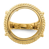 18 mm 14k Yellow Gold coin bezel ring for US 10¢ Dime - Barber — additional image