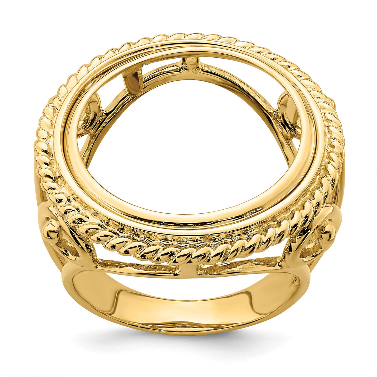 18 mm 14k Yellow Gold coin bezel ring for US 10¢ Dime - Barber — additional image