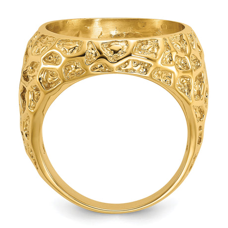 18 mm 14k Yellow Gold coin bezel ring for US 10¢ Dime - Barber — alternate view