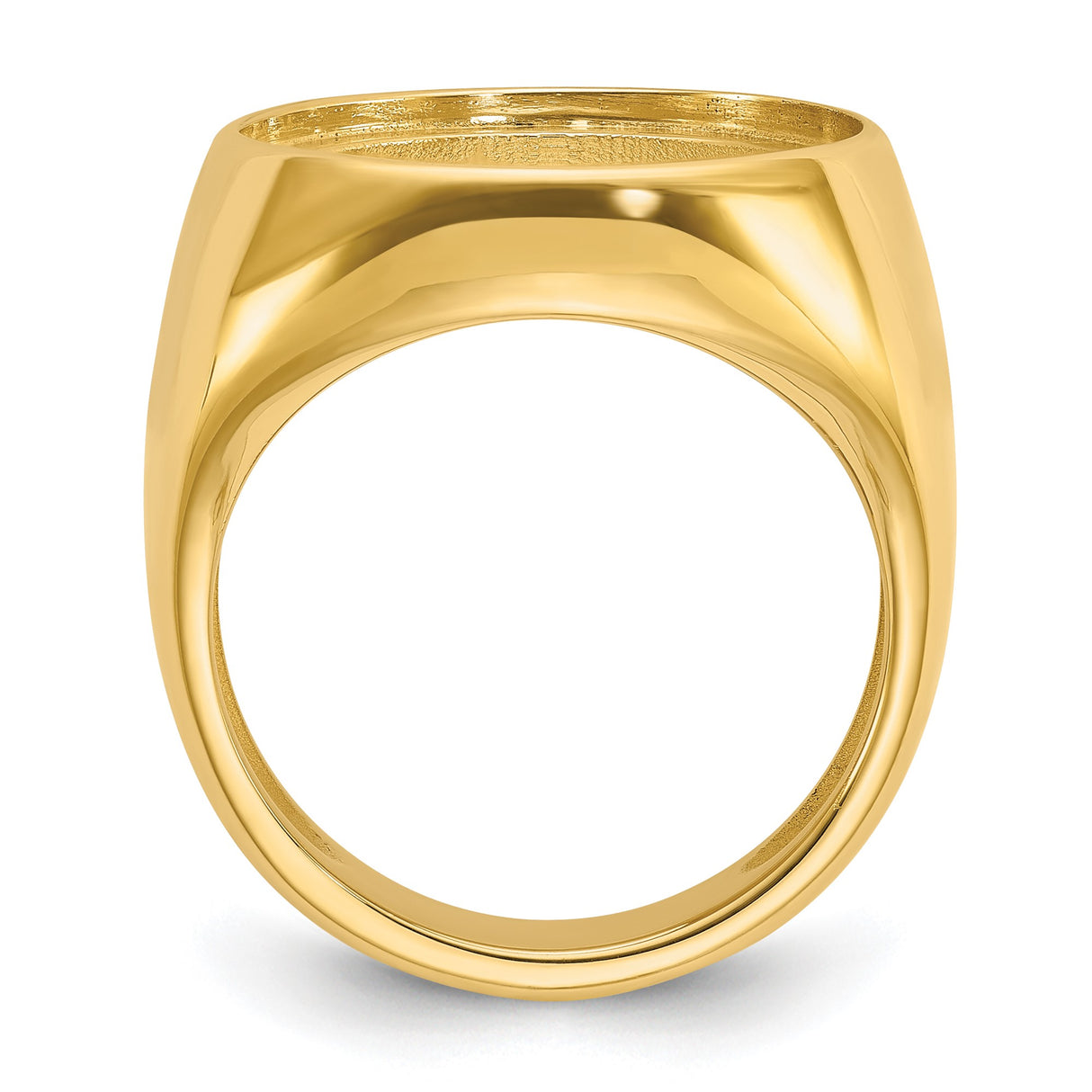 18 mm 14k Yellow Gold coin bezel ring for US 10¢ Dime - Barber — alternate view