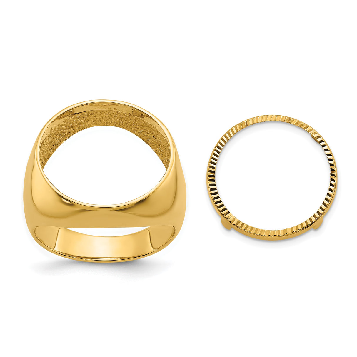 18 mm 14k Yellow Gold coin bezel ring for US 10¢ Dime - Barber