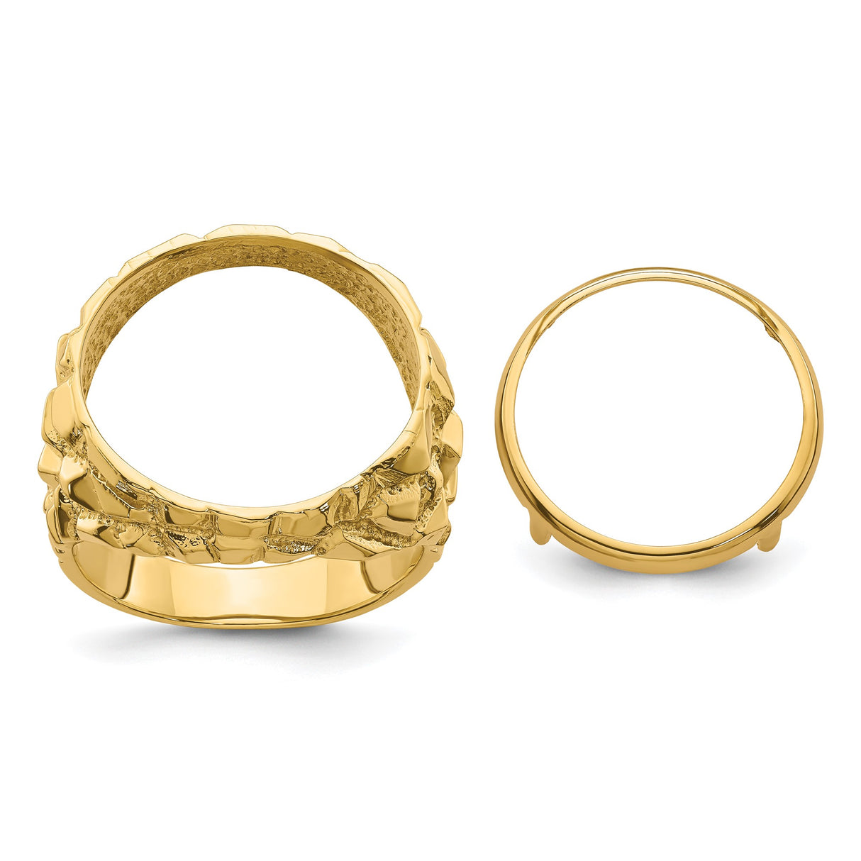 18 mm 14k Yellow Gold coin bezel ring for US 10¢ Dime - Barber