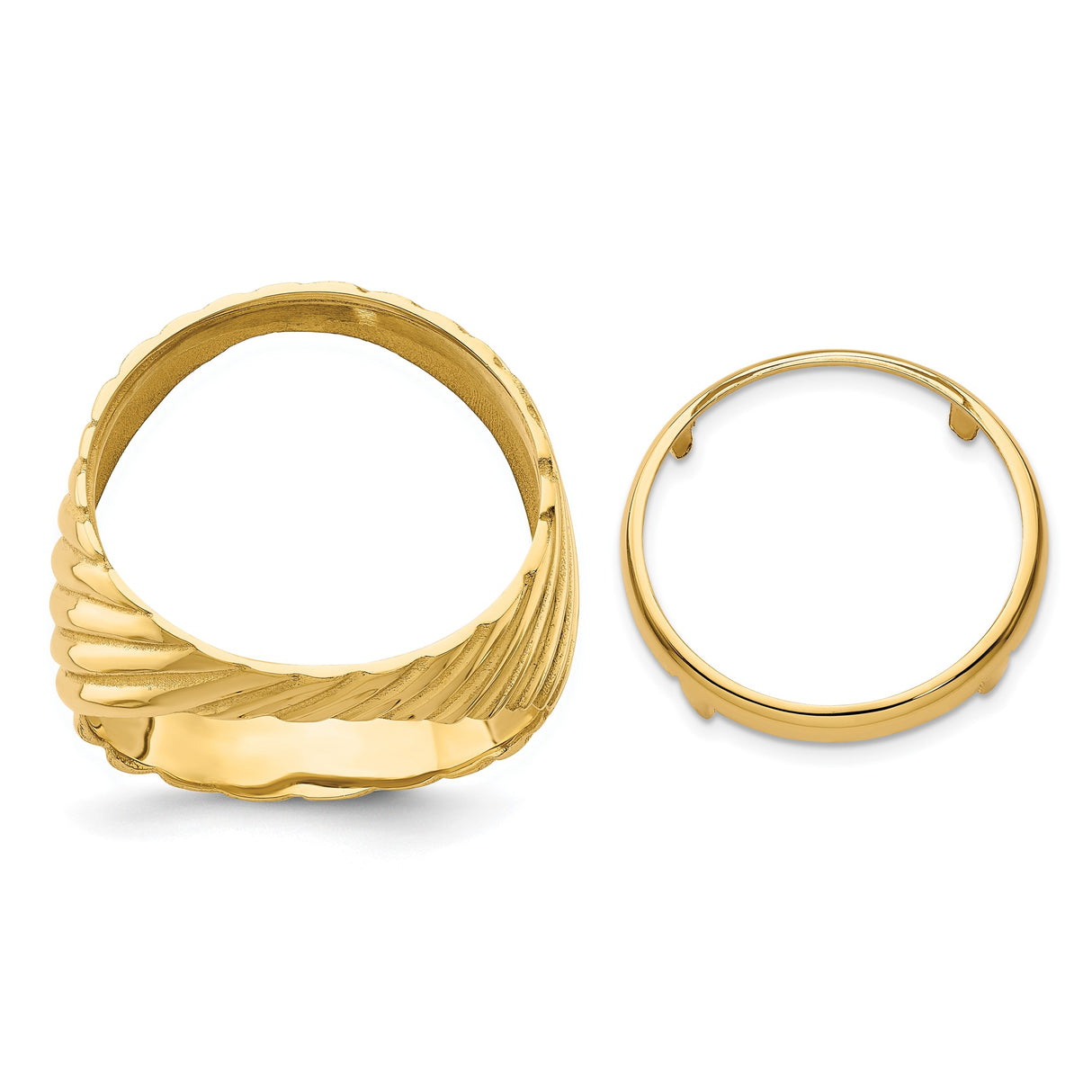 18 mm 14k Yellow Gold coin bezel ring for US 10¢ Dime - Barber