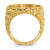 18 mm 14k Yellow Gold coin bezel ring for US 10¢ Dime - Barber — alternate view