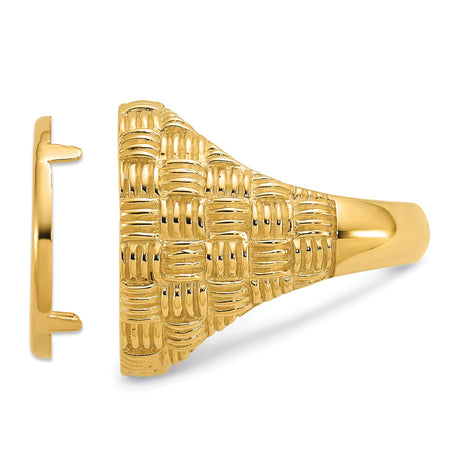 18 mm 14k Yellow Gold coin bezel ring for US 10¢ Dime - Barber — additional image