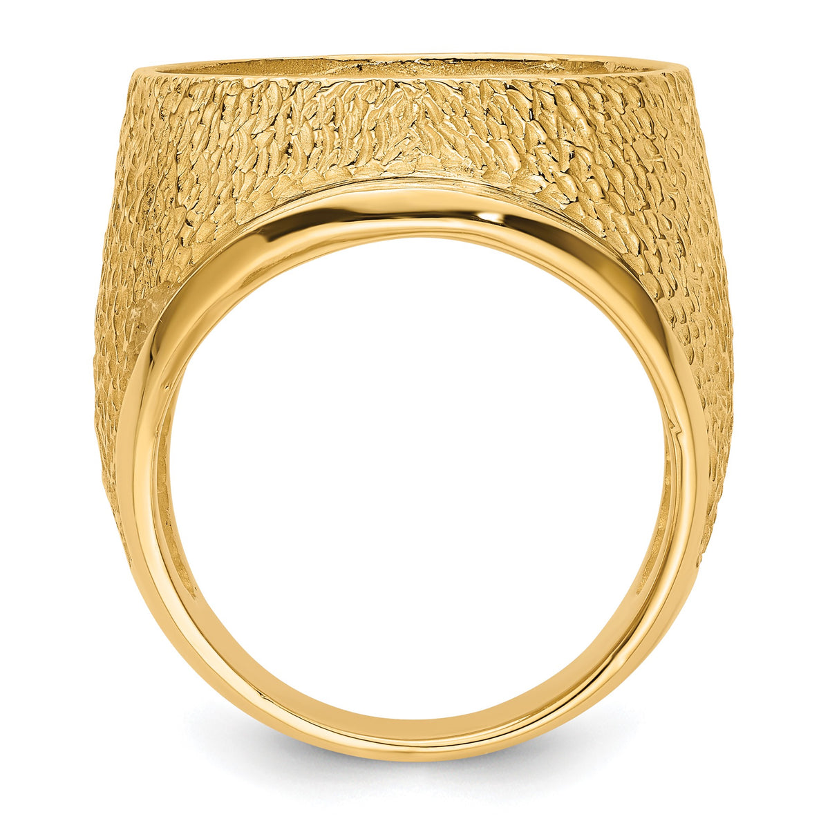 18 mm 14k Yellow Gold coin bezel ring for US 10¢ Dime - Barber — alternate view
