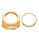 18 mm 14k Yellow Gold coin bezel ring for US 10¢ Dime - Barber