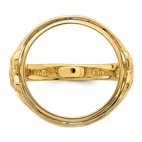 18 mm 14k Yellow Gold coin bezel ring for US 10¢ Dime - Barber — additional image