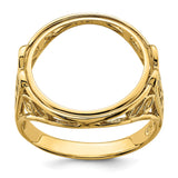 18 mm 14k Yellow Gold coin bezel ring for US 10¢ Dime - Barber — additional image