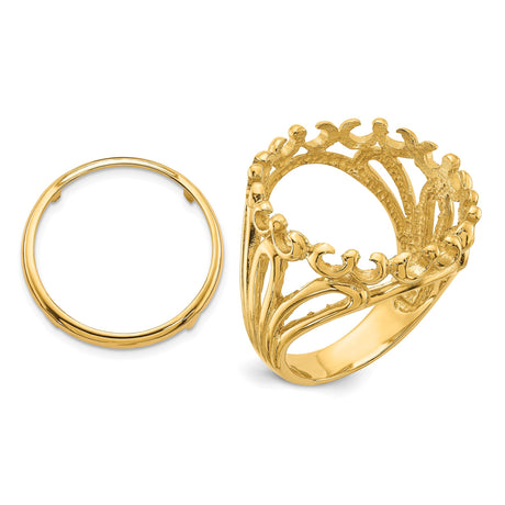 18 mm 14k Yellow Gold coin bezel ring for US 10¢ Dime - Barber — additional image