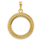 19 mm 14k Yellow Gold coin bezel pendant for US 1¢ Cent - Flying Eagle