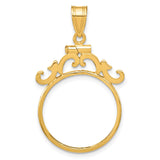 19 mm 14k Yellow Gold coin bezel pendant for US 1¢ Cent - Flying Eagle