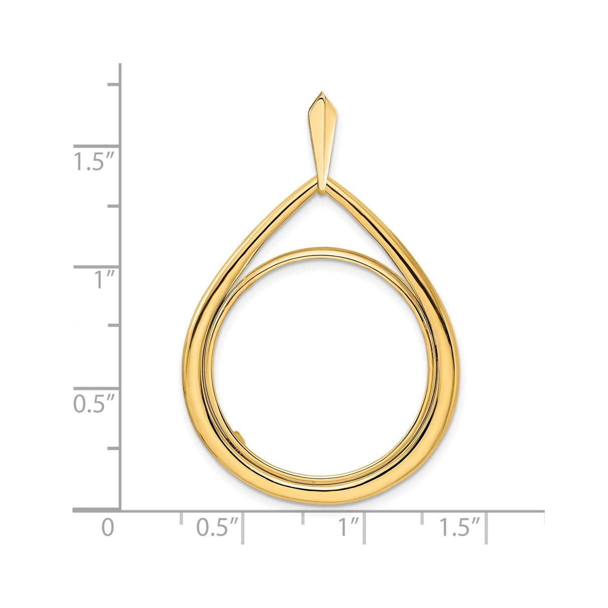 25 mm 14k Yellow Gold coin bezel pendant for US $5 Capped Bust Half Eagle — size reference (ruler)