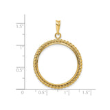 25 mm 14k Yellow Gold coin bezel pendant for US $5 Capped Bust Half Eagle — size reference (ruler)