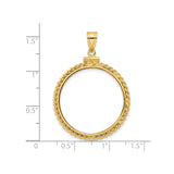 25 mm 14k Yellow Gold coin bezel pendant for US $5 Capped Bust Half Eagle — size reference (ruler)