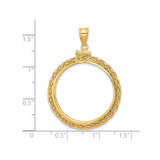 25 mm 14k Yellow Gold coin bezel pendant for US $5 Capped Bust Half Eagle — size reference (ruler)