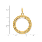 23 mm 14k Yellow Gold coin bezel pendant for US $5 Classic Head Half Eagle — size reference (ruler)
