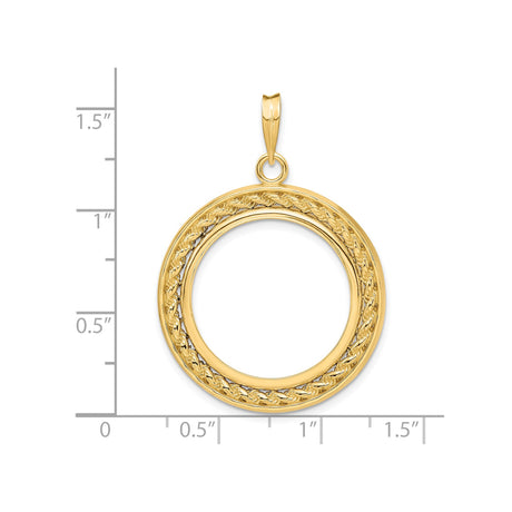 23 mm 14k Yellow Gold coin bezel pendant for US $5 Classic Head Half Eagle — size reference (ruler)