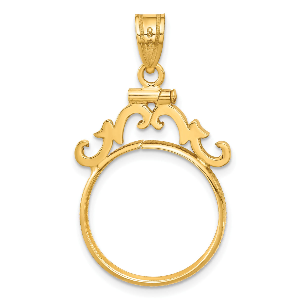 18 mm 14k Yellow Gold coin bezel pendant for US $2.50 Classic Head Quarter Eagle — additional image