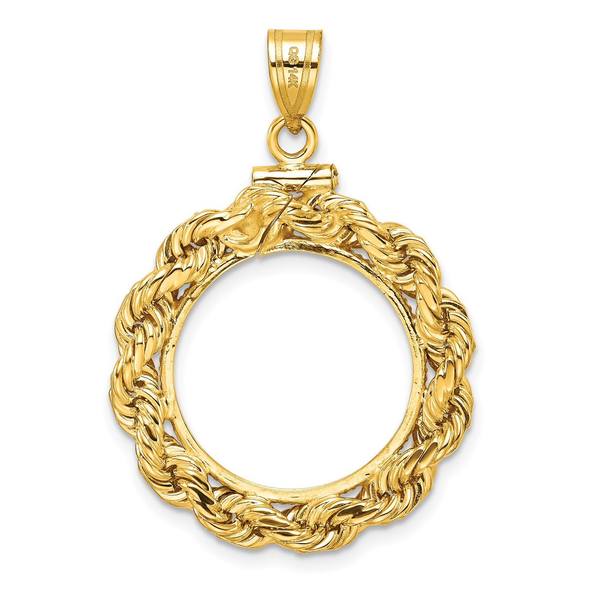 18 mm 14k Yellow Gold coin bezel pendant for US $2.50 Classic Head Quarter Eagle — additional image
