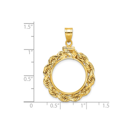 18 mm 14k Yellow Gold coin bezel pendant for US $2.50 Classic Head Quarter Eagle — size reference (ruler)