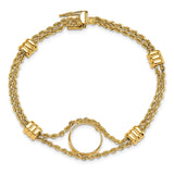 13 mm 14k Yellow Gold coin bezel bracelet for US $1 Indian Princess Type 1 — additional image