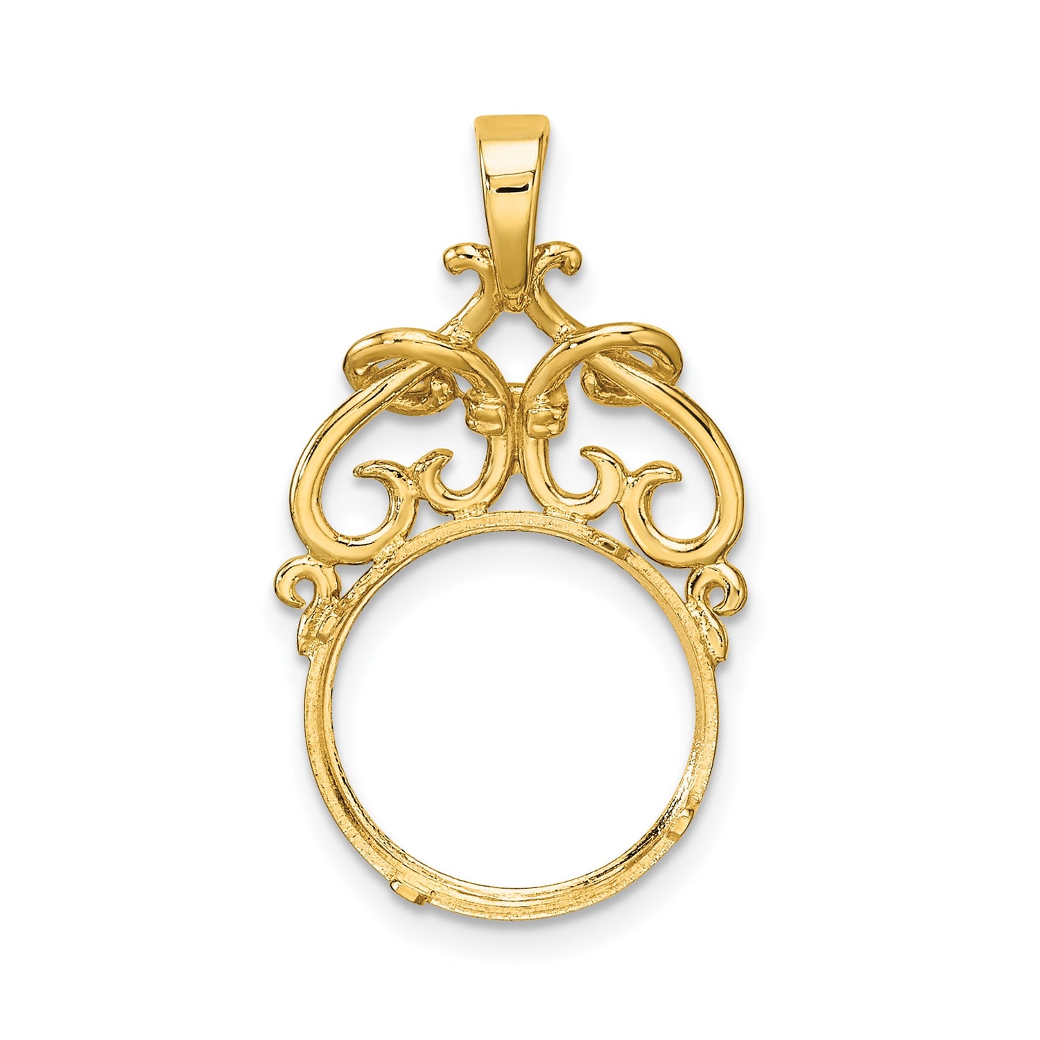 13 mm 14k Yellow Gold coin bezel pendant for US $1 Indian Princess Type 1 — additional image