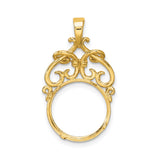 13 mm 14k Yellow Gold coin bezel pendant for US $1 Indian Princess Type 1 — additional image
