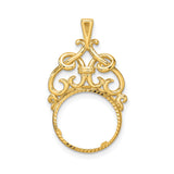 13 mm 14k Yellow Gold coin bezel pendant for US $1 Indian Princess Type 1