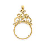 13 mm 14k Yellow Gold coin bezel pendant for US $1 Indian Princess Type 1