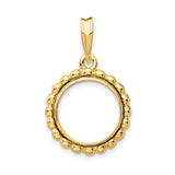 13 mm 14k Yellow Gold coin bezel pendant for US $1 Indian Princess Type 1
